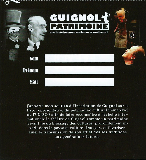 Soutien de l'inscription de Guignol à l'UNESCO.
